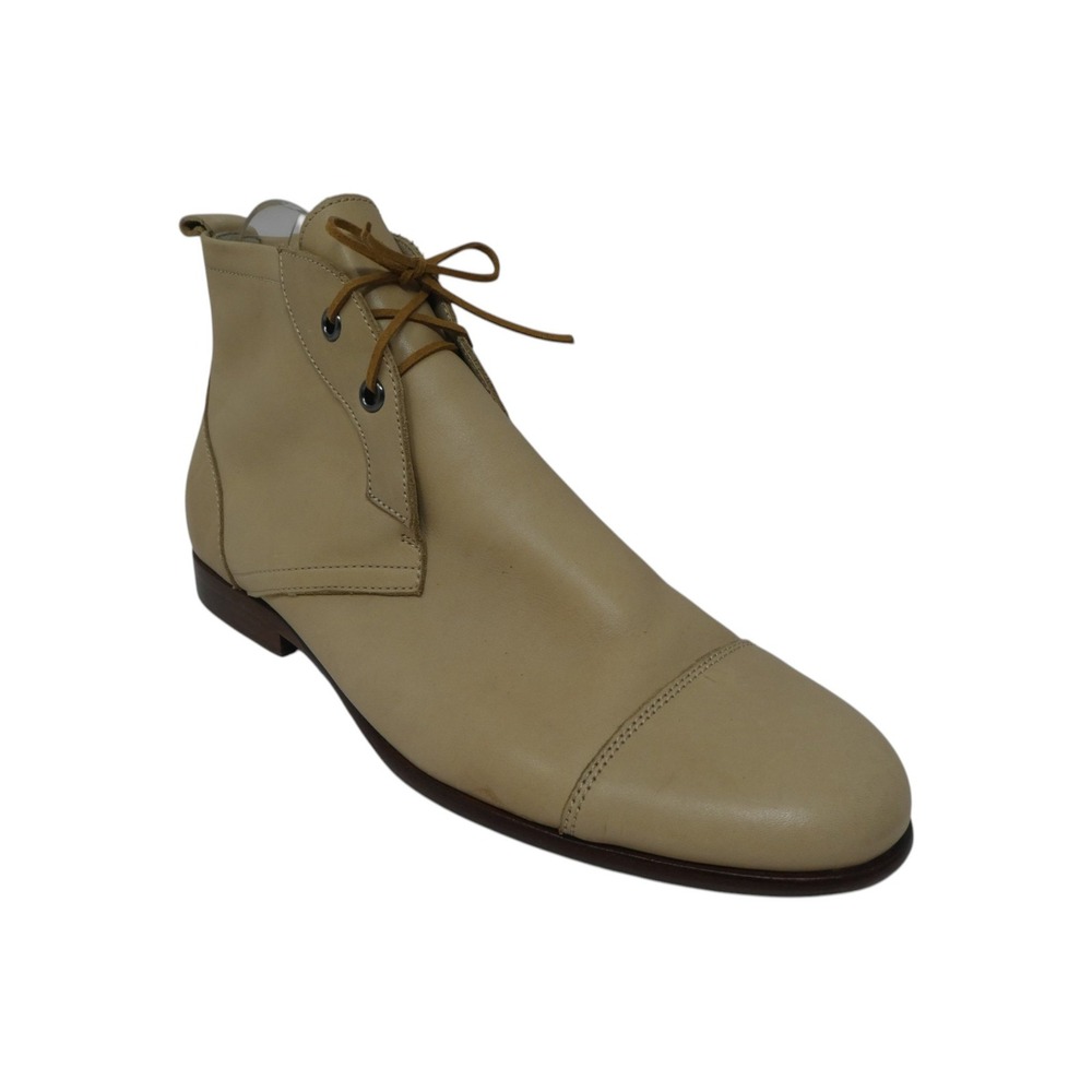 Jil Sander Cap Toe Ankle Boots‎ Womens 8.5 Tan Leather Lace Up Minimalist